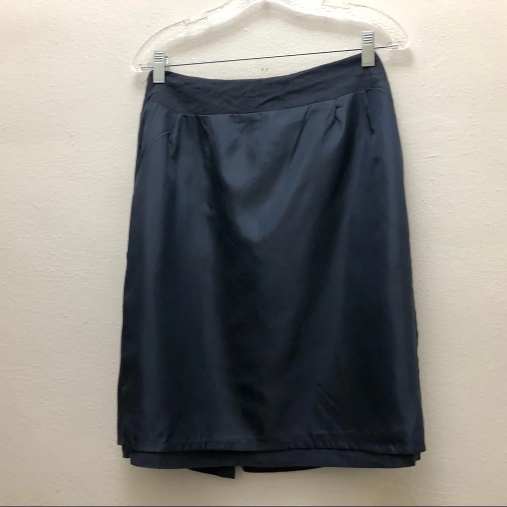 Adolfo Studio Knee High Skirt Women's Size 10P Navy Blue